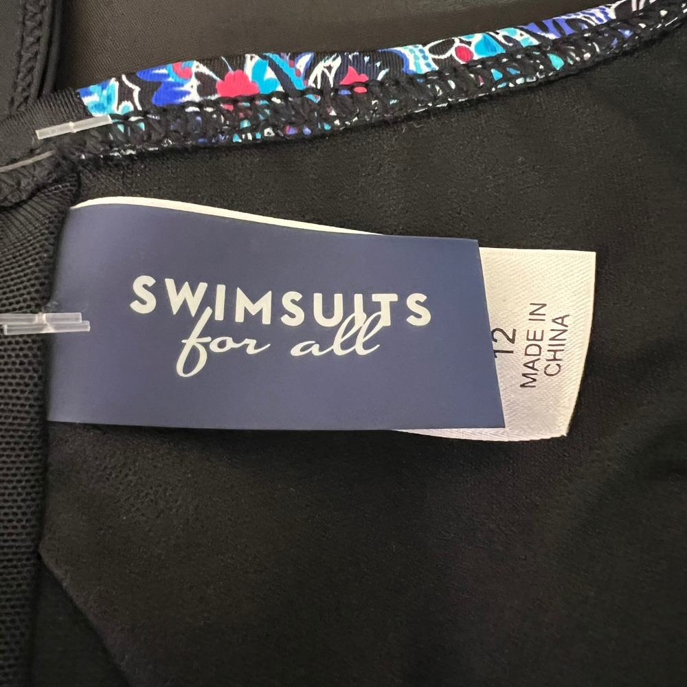 NWT - Swimsuits for All Size 12 One Piece Swimsuit Black Blue Paisley Print - Picture 7 of 10